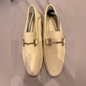 Bally Men's Off-White Loafers with Silver Accent